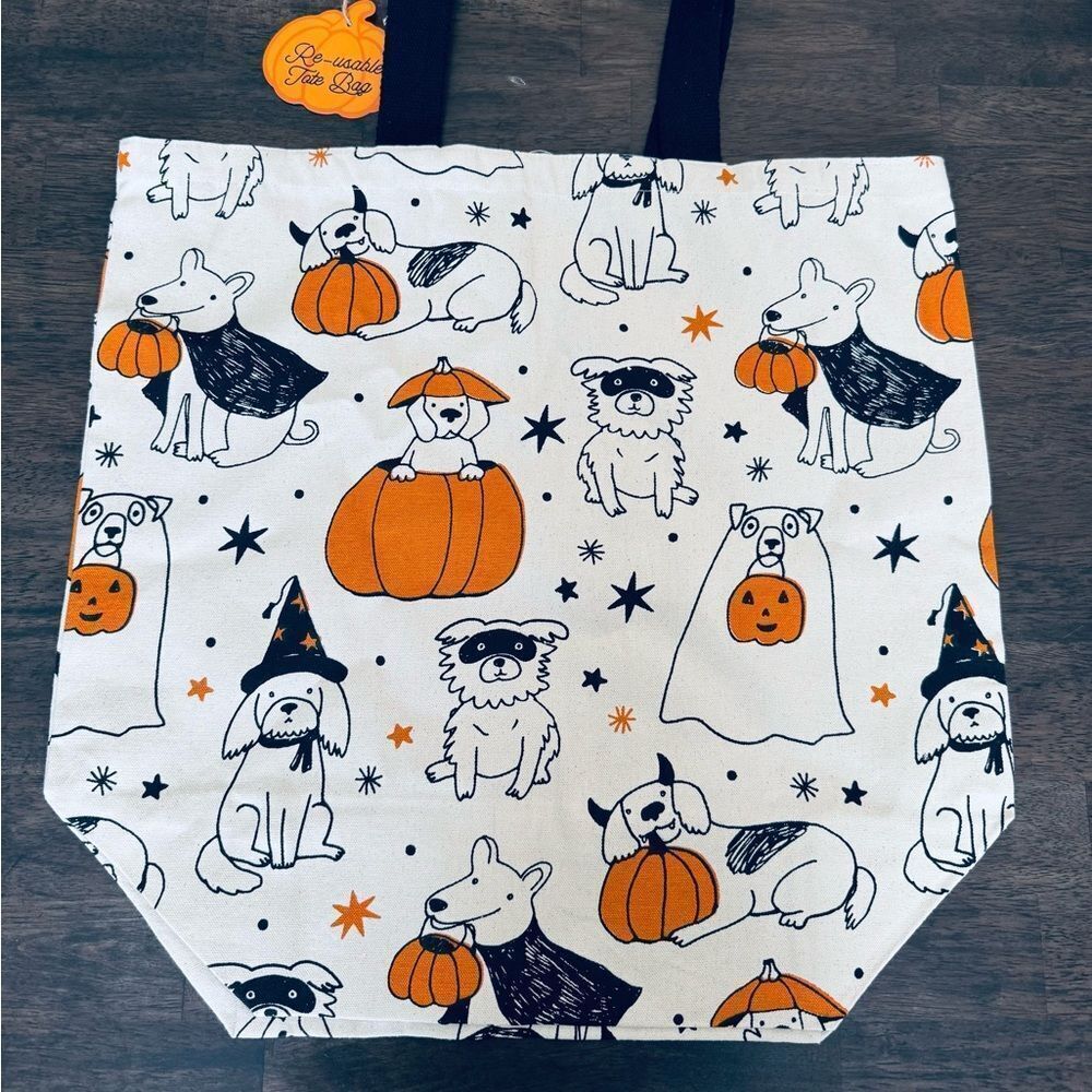 Halloween Dogs Canvas Reusable Shopping Tote Trick or Treat Candy Bag